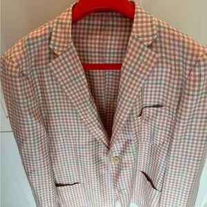 Men's Isaia Checkered Blazer - Pink, grey and White